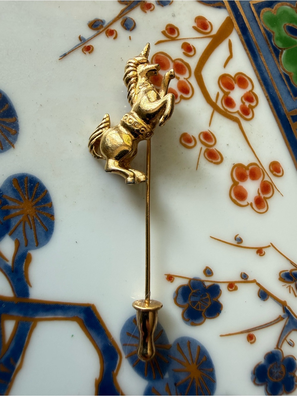 Vintage Signed MONET Gold Tone Unicorn Brooch Pin Mythological Fantasy Figural